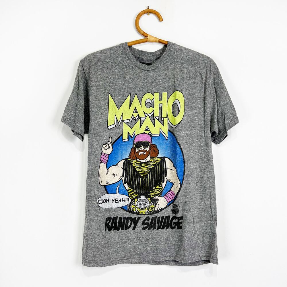 Macho Man Randy Savage Mens Grey WWF OOH YEAH T-Shirt Size Medium